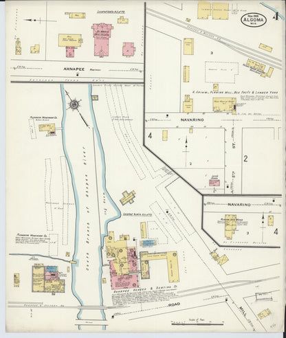 Sanborn Fire Insurance Map from Algoma, Kewaunee County, Wisconsin (1909), Sheet #0004 - Complete Map Set gallery image, historic Sanborn map, vintage wall art, Wisconsin Wisconsin