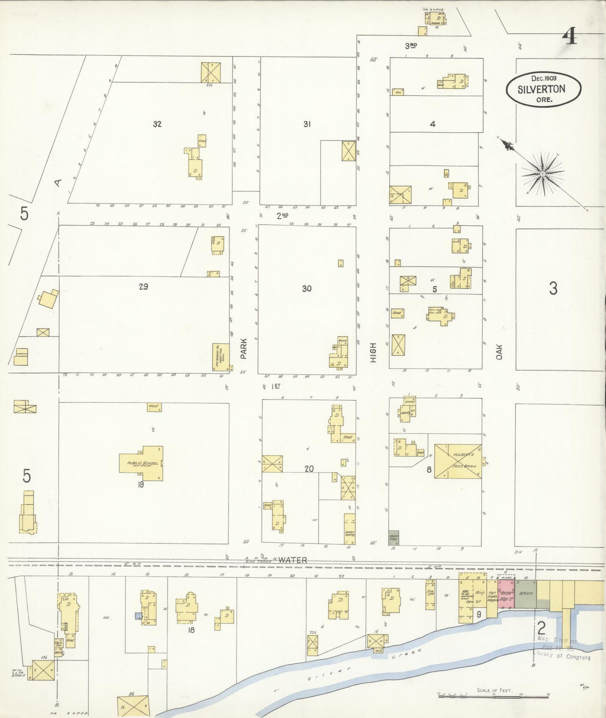 Sanborn Fire Insurance Map from Silverton, Marion County, Oregon (1903), Sheet #0004 - Historic Sanborn Fire Insurance Map Print, vintage old map wall art, antique decor, genealogy gift, Oregon Oregon map