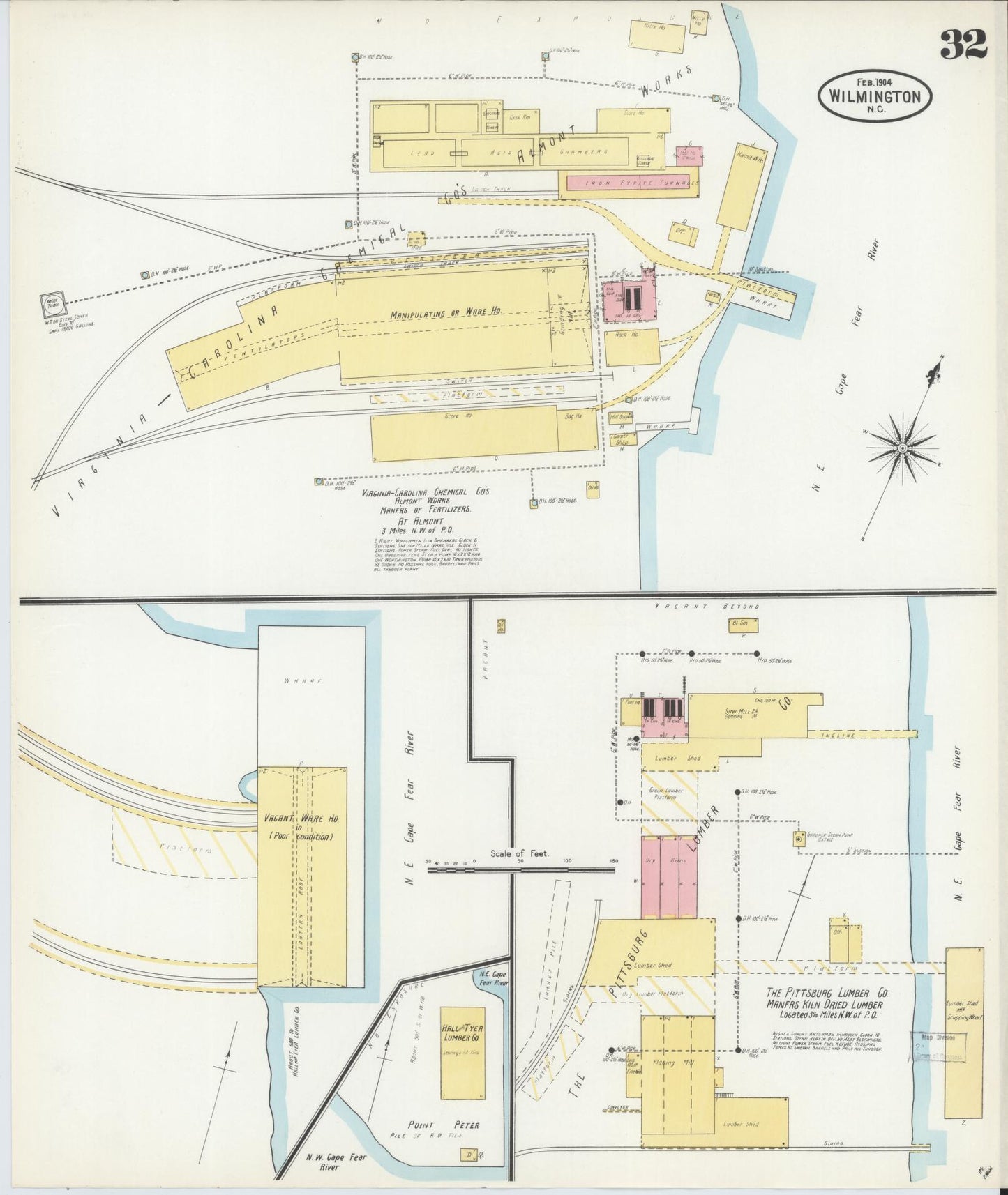 Sanborn Fire Insurance Map from Wilmington, New Hanover County, North Carolina (1904), Sheet #0032 - Complete Map Set gallery image, historic Sanborn map, vintage wall art, North Carolina North Carolina