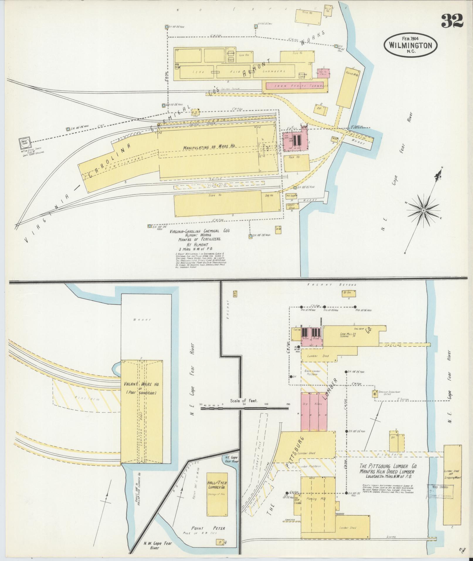 Sanborn Fire Insurance Map from Wilmington, New Hanover County, North Carolina (1904), Sheet #0032 - Complete Map Set gallery image, historic Sanborn map, vintage wall art, North Carolina North Carolina