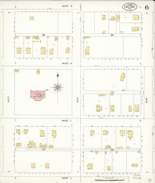 Sanborn Fire Insurance Map from Colton, San Bernardino County, California (1907), Sheet #0006 - Historic Sanborn Fire Insurance Map Print, vintage old map wall art, antique decor, genealogy gift, California California map