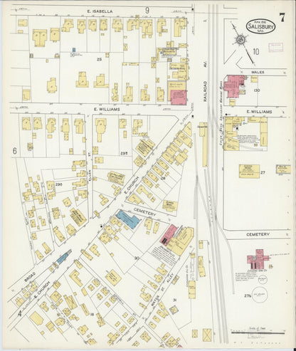 Sanborn Fire Insurance Map from Salisbury, Wicomico County, Maryland (1916), Sheet #0007 - Complete Map Set gallery image, historic Sanborn map, vintage wall art, Maryland Maryland