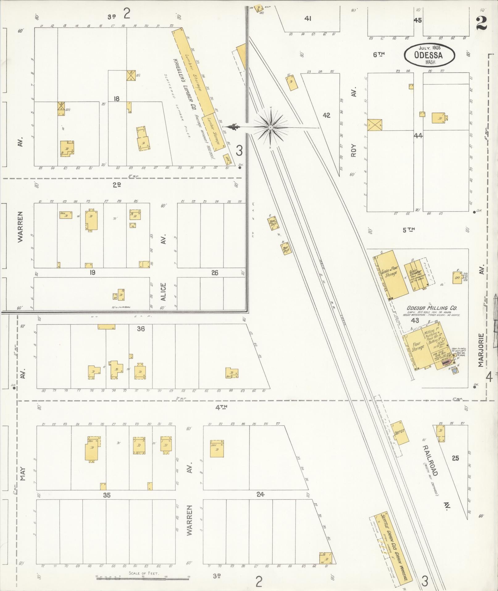 Sanborn Fire Insurance Map from Odessa, Lincoln County, Washington (1905), Sheet #0002 - Complete Map Set gallery image, historic Sanborn map, vintage wall art, Washington Washington