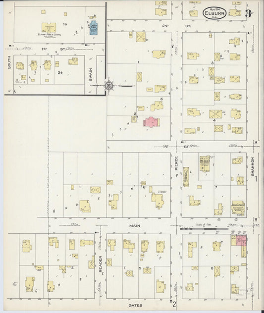 Sanborn Fire Insurance Map from Elburn, Kane County, Illinois (1914), Sheet #0003 - Historic Sanborn Fire Insurance Map Print, vintage old map wall art, antique decor, genealogy gift, Illinois Illinois map