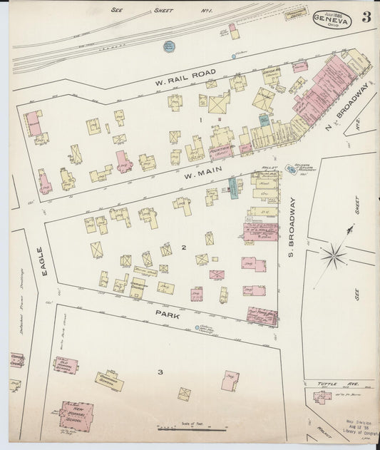 Sanborn Fire Insurance Map from Geneva, Ashtabula County, Ohio (1885), Sheet #0003 - Historic Sanborn Fire Insurance Map Print, vintage old map wall art, antique decor, genealogy gift, Ohio Ohio map