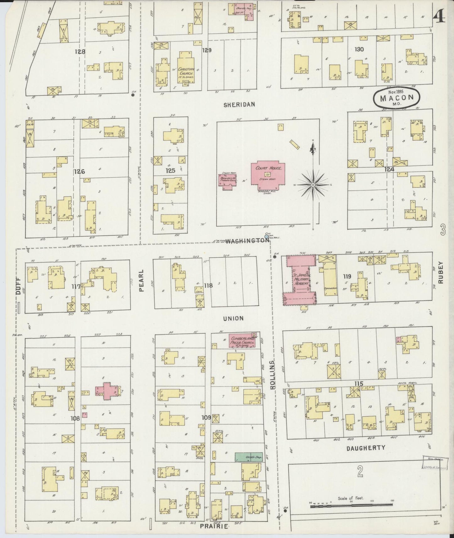 Sanborn Fire Insurance Map from Macon, Macon County, Missouri (1895), Sheet #0004 - Complete Map Set gallery image, historic Sanborn map, vintage wall art, Missouri Missouri