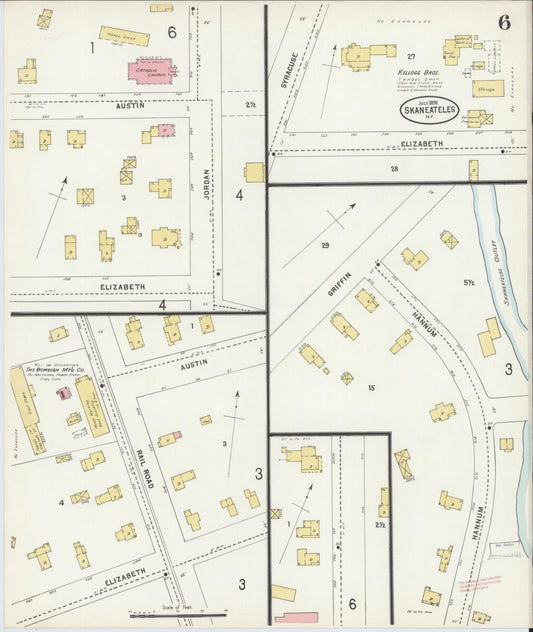 Sanborn Fire Insurance Map from Skaneateles, Onondaga County, New York (1898), Sheet #0006 - Historic Sanborn Fire Insurance Map Print, vintage old map wall art, antique decor, genealogy gift, New York New York map