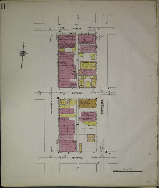 Sanborn Fire Insurance Map from Milwaukee, Milwaukee County, Wisconsin (1910), Sheet #0011 - Historic Sanborn Fire Insurance Map Print, vintage old map wall art, antique decor, genealogy gift, Wisconsin Wisconsin map