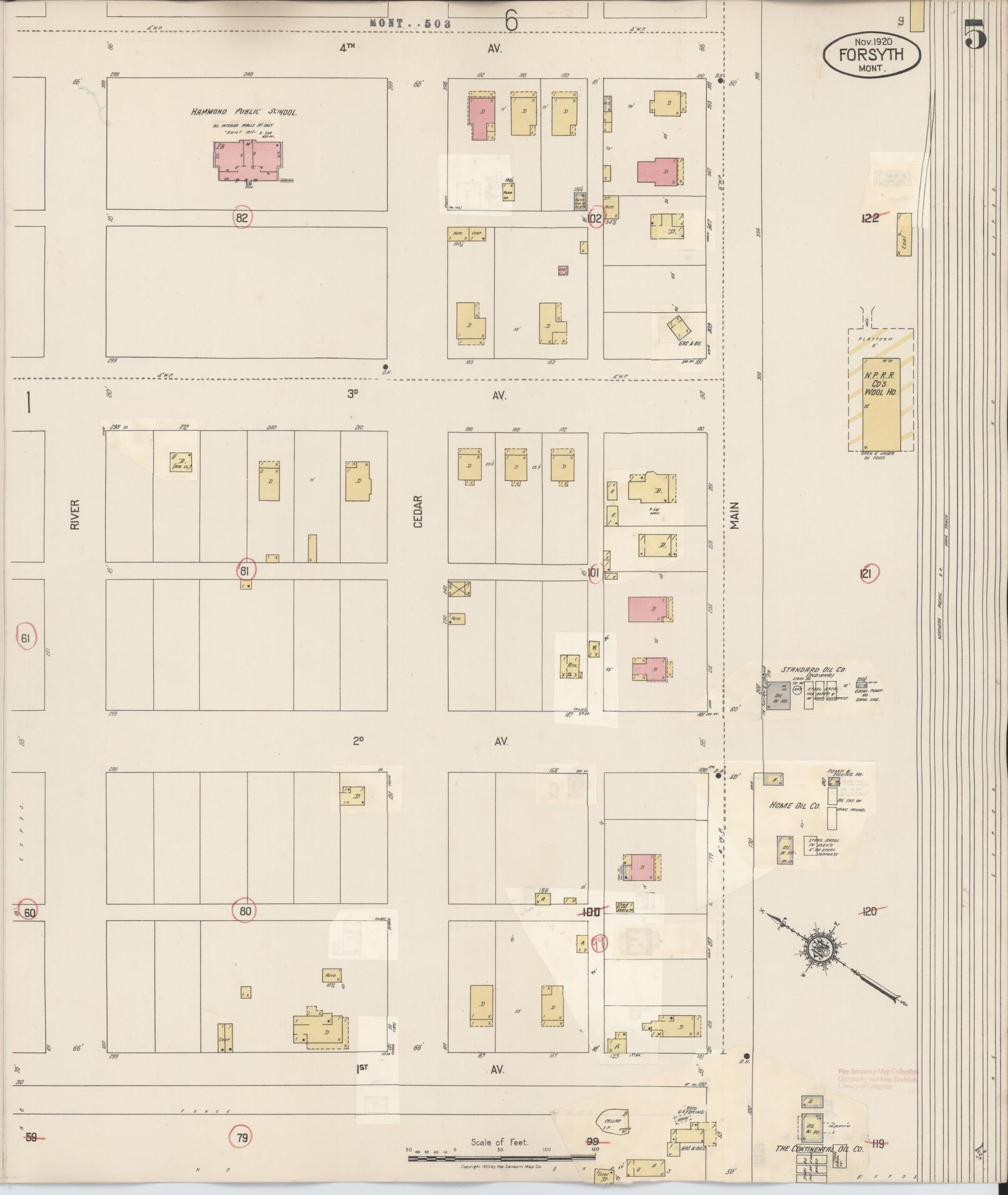 Sanborn Fire Insurance Map from Forsyth, Rosebud County, Montana (1941), Sheet #0005 - Complete Map Set gallery image, historic Sanborn map, vintage wall art, Montana Montana