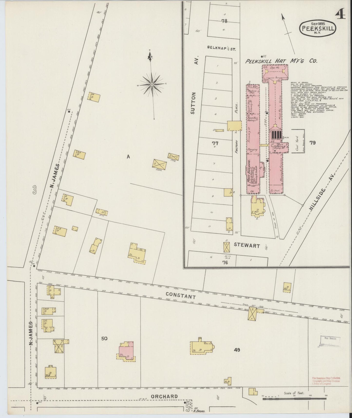 Sanborn Fire Insurance Map from Peekskill, Westchester County, New York (1895), Sheet #0004 - Complete Map Set gallery image, historic Sanborn map, vintage wall art, New York New York