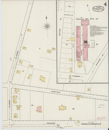 Sanborn Fire Insurance Map from Peekskill, Westchester County, New York (1895), Sheet #0004 - Complete Map Set gallery image, historic Sanborn map, vintage wall art, New York New York