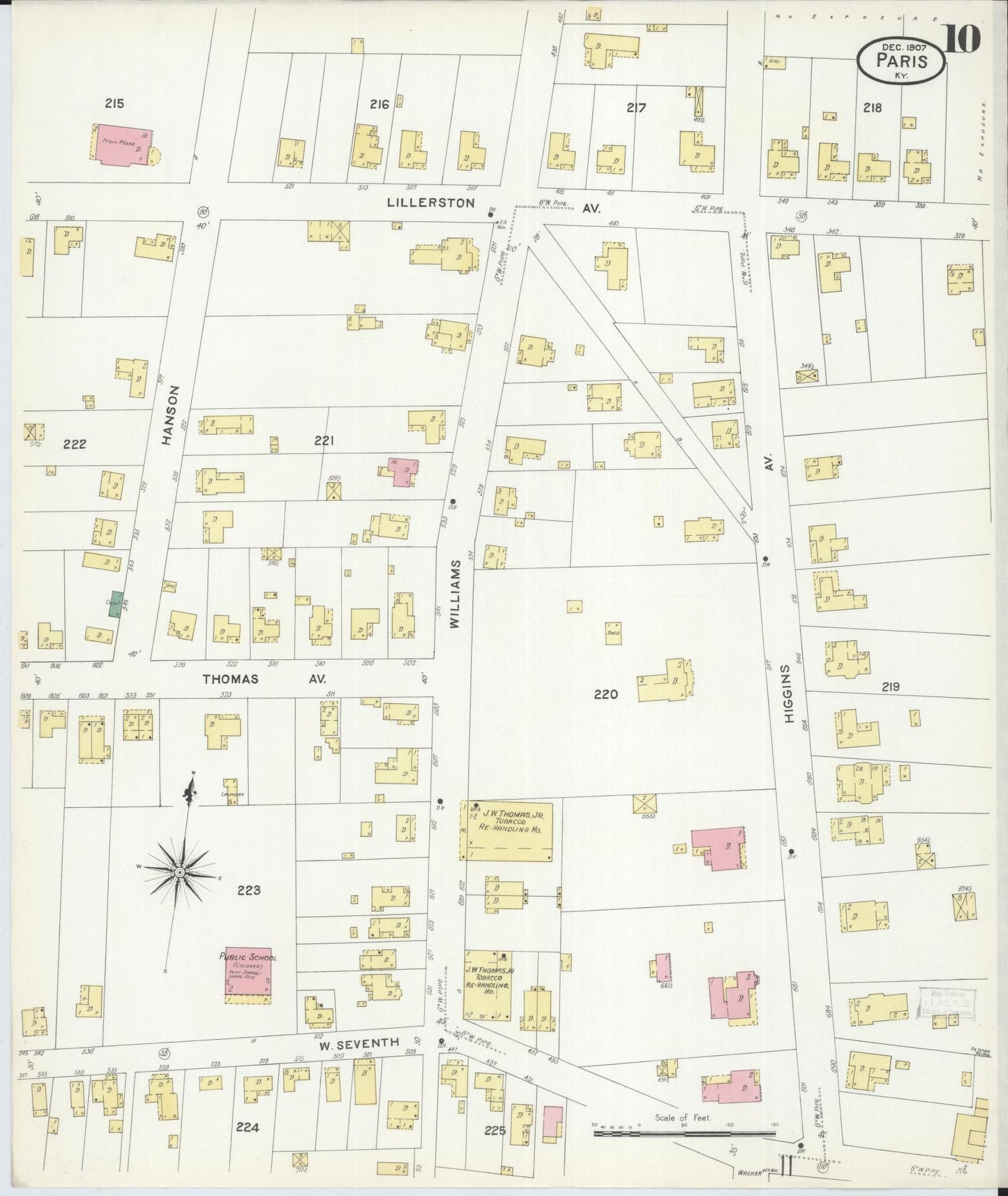 Sanborn Fire Insurance Map from Paris, Bourbon County, Kentucky (1907), Sheet #0010 - Historic Sanborn Fire Insurance Map Print, vintage old map wall art, antique decor, genealogy gift, Kentucky Kentucky map