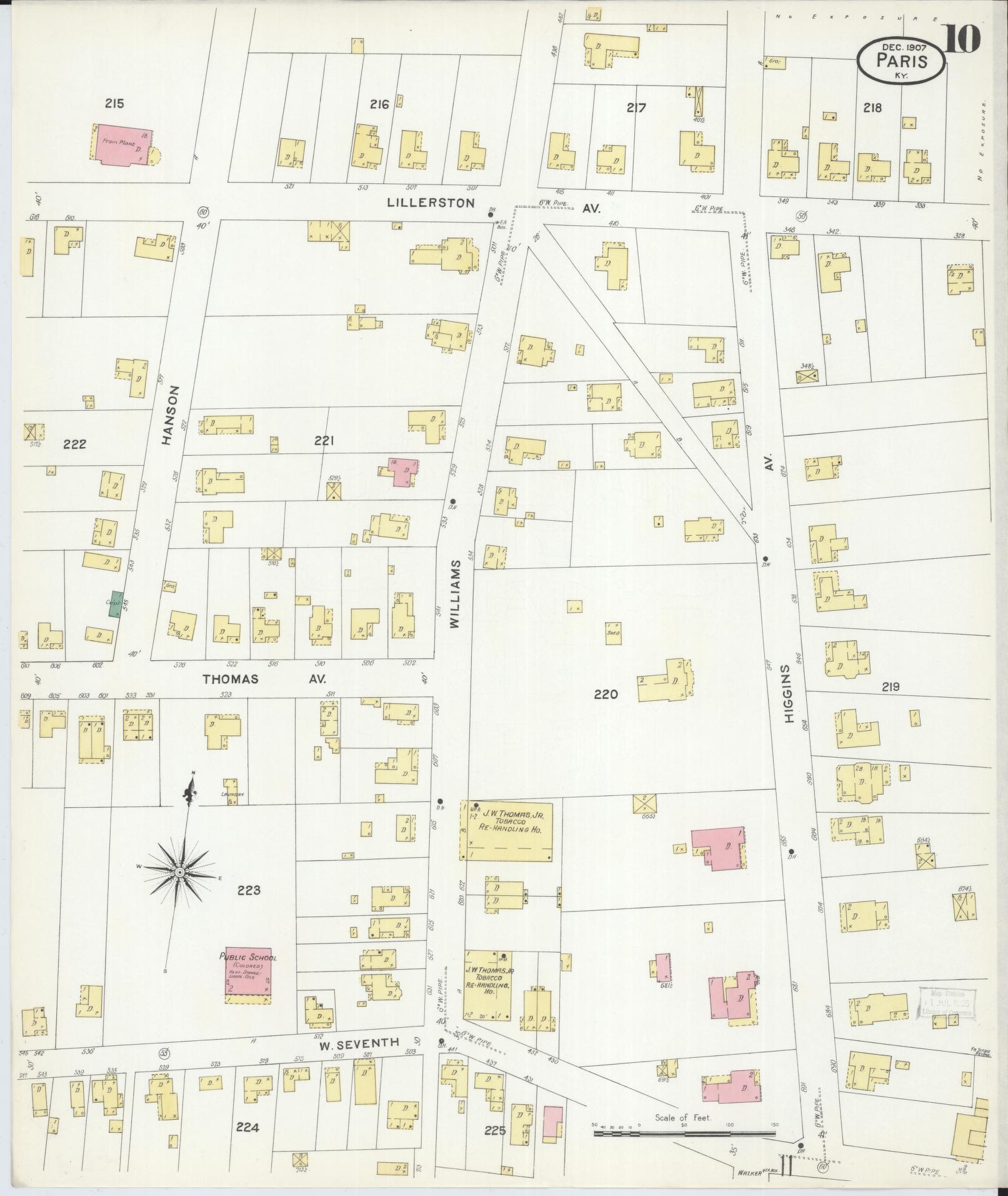 Sanborn Fire Insurance Map from Paris, Bourbon County, Kentucky (1907), Sheet #0010 - Historic Sanborn Fire Insurance Map Print, vintage old map wall art, antique decor, genealogy gift, Kentucky Kentucky map
