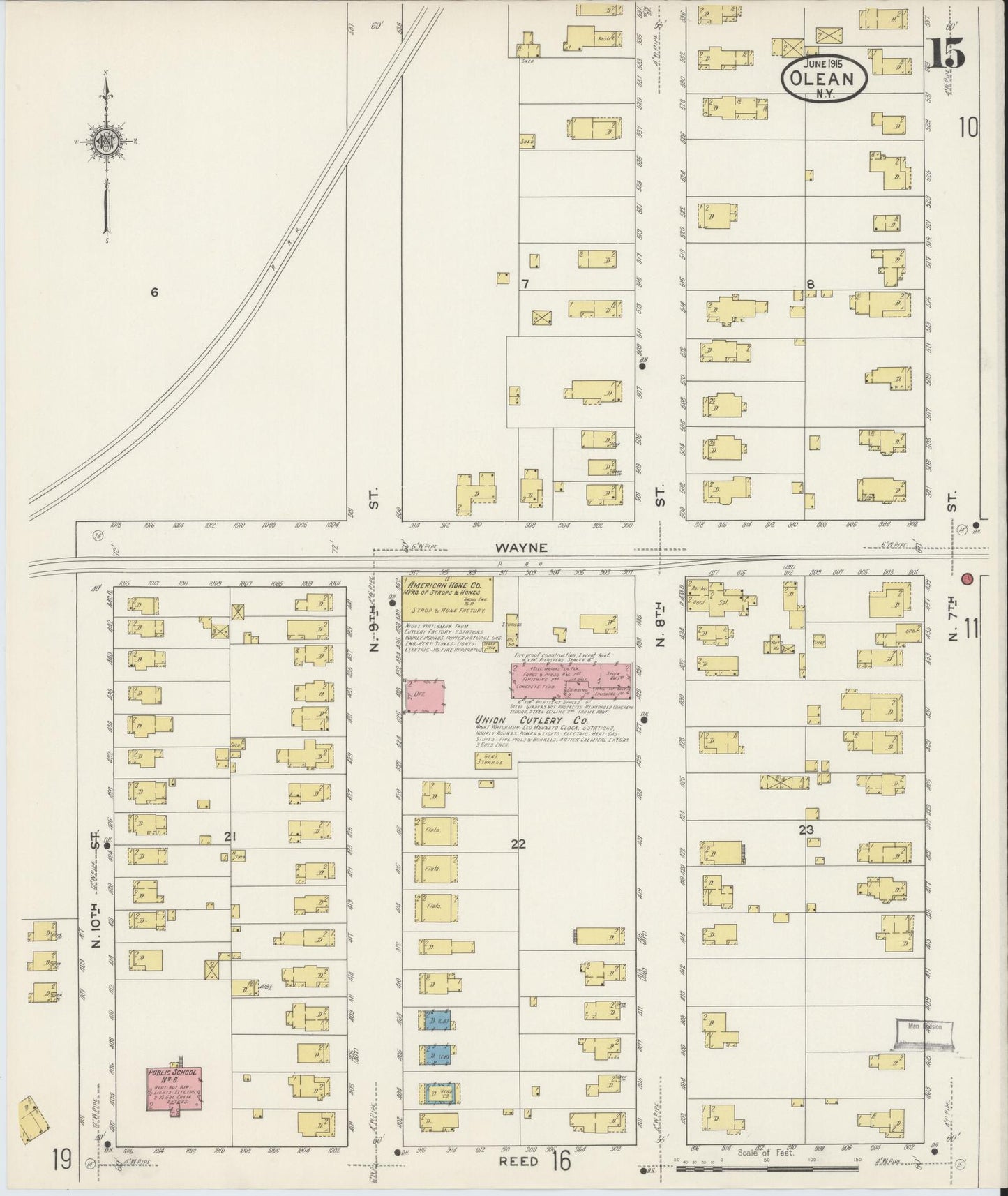 Sanborn Fire Insurance Map from Olean, Cattaraugus County, New York (1915), Sheet #0015 - Complete Map Set gallery image, historic Sanborn map, vintage wall art, New York New York