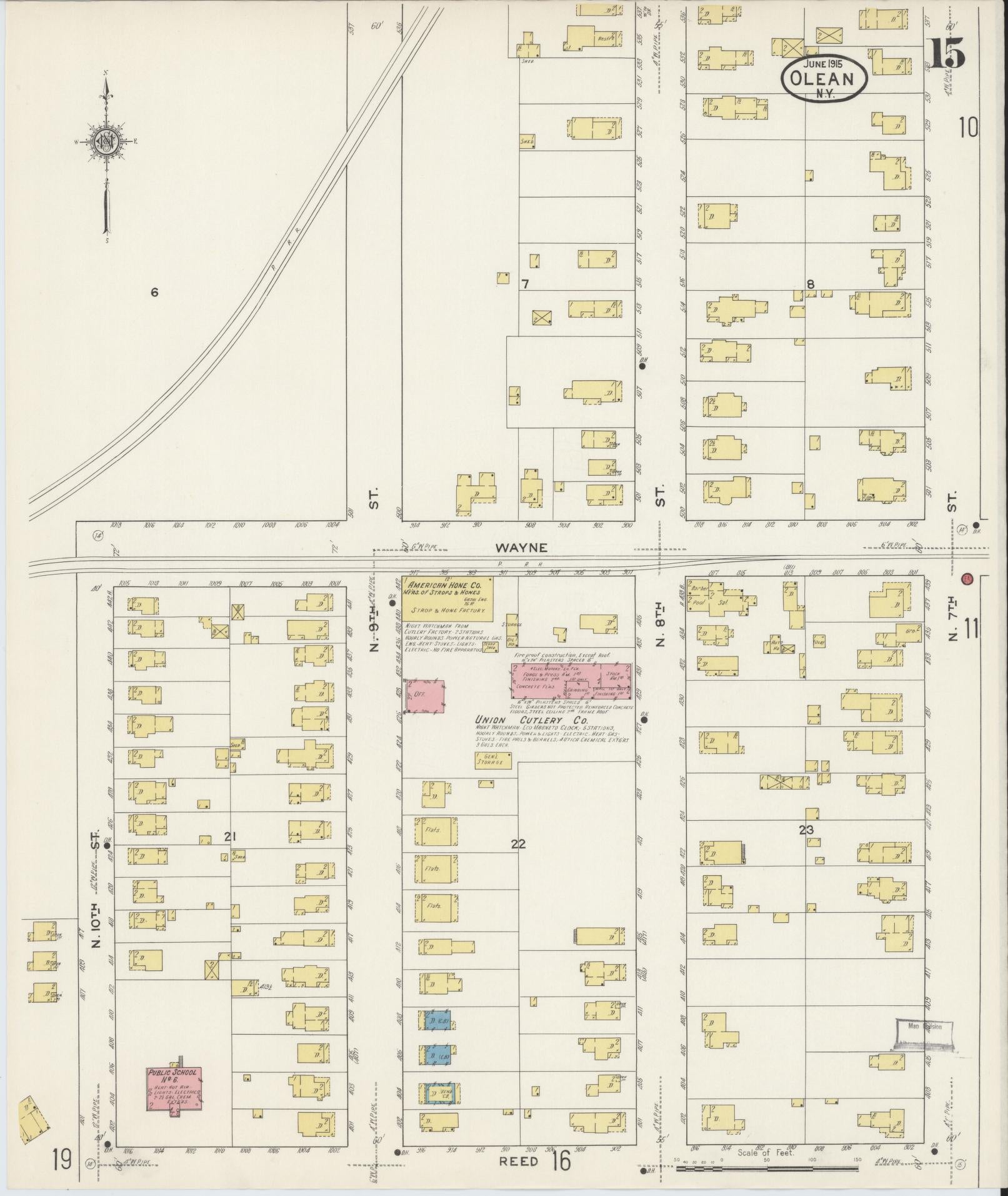 Sanborn Fire Insurance Map from Olean, Cattaraugus County, New York (1915), Sheet #0015 - Complete Map Set gallery image, historic Sanborn map, vintage wall art, New York New York