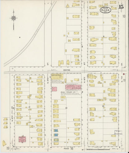 Sanborn Fire Insurance Map from Olean, Cattaraugus County, New York (1915), Sheet #0015 - Complete Map Set gallery image, historic Sanborn map, vintage wall art, New York New York