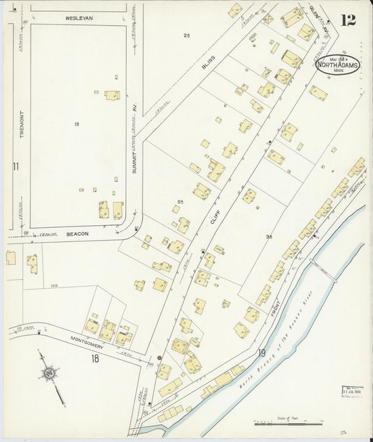 Sanborn Fire Insurance Map from North Adams, Berkshire County, Massachusetts (1914), Sheet #0012 - Historic Sanborn Fire Insurance Map Print, vintage old map wall art, antique decor, genealogy gift, Massachusetts Massachusetts map