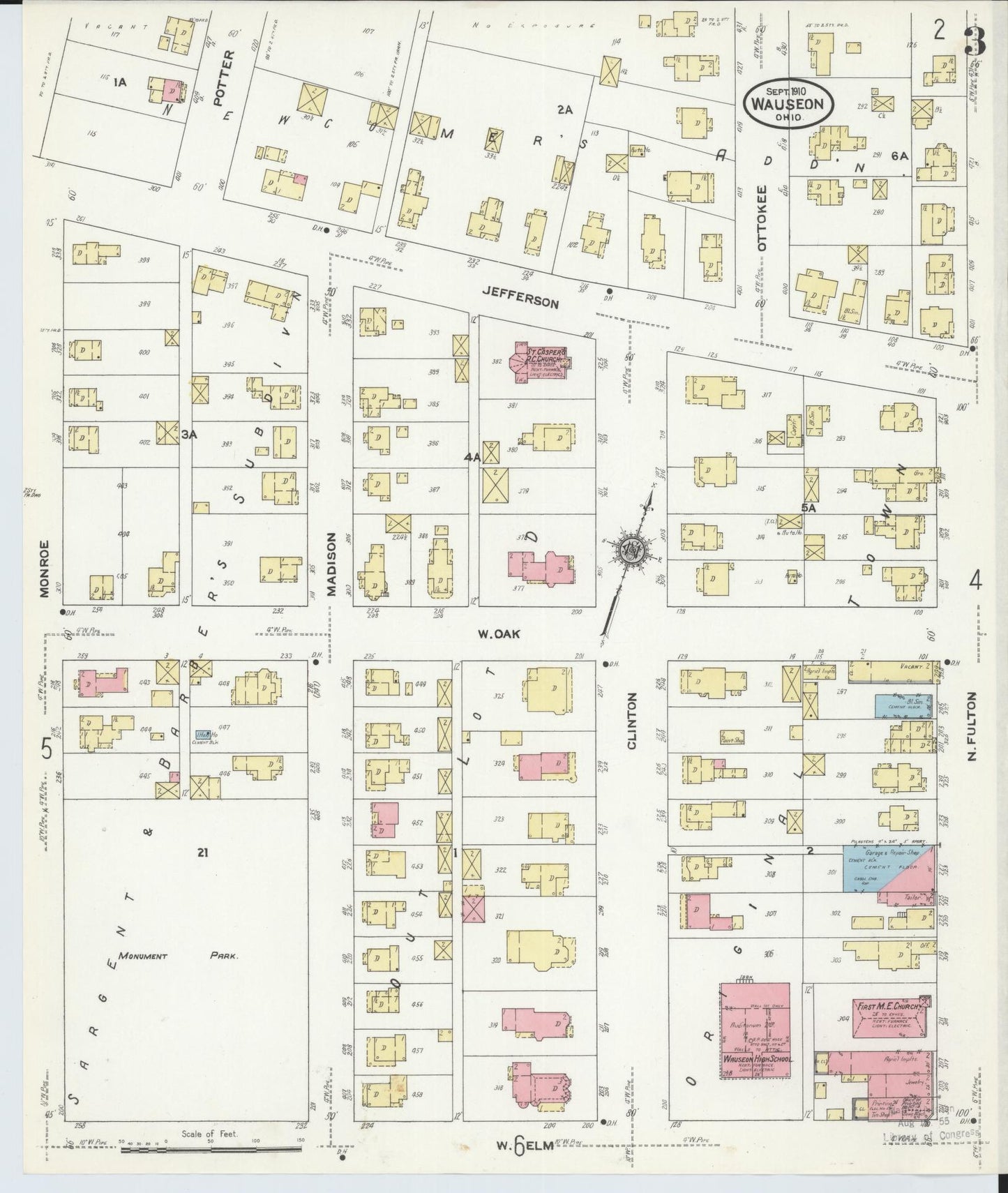 Sanborn Fire Insurance Map from Wauseon, Fulton County, Ohio (1910), Sheet #0003 - Complete Map Set gallery image, historic Sanborn map, vintage wall art, Ohio Ohio