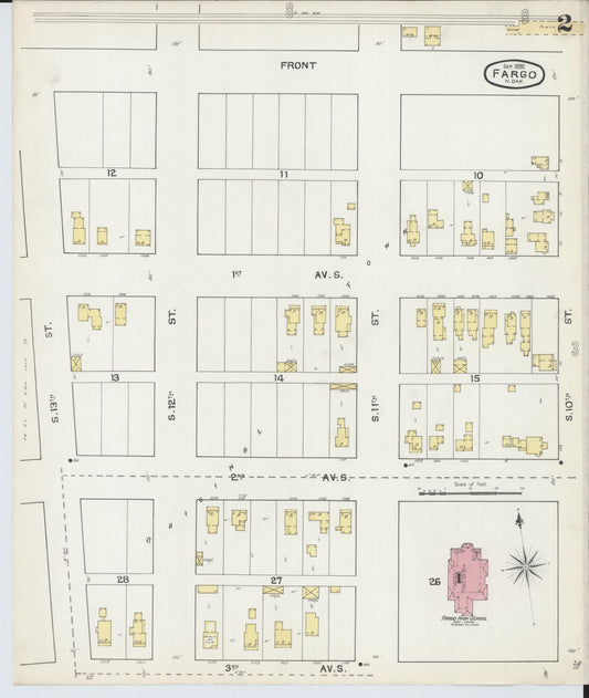 Sanborn Fire Insurance Map from Fargo, Cass County, North Dakota (1892), Sheet #0002 - Historic Sanborn Fire Insurance Map Print, vintage old map wall art, antique decor, genealogy gift, North Dakota North Dakota map