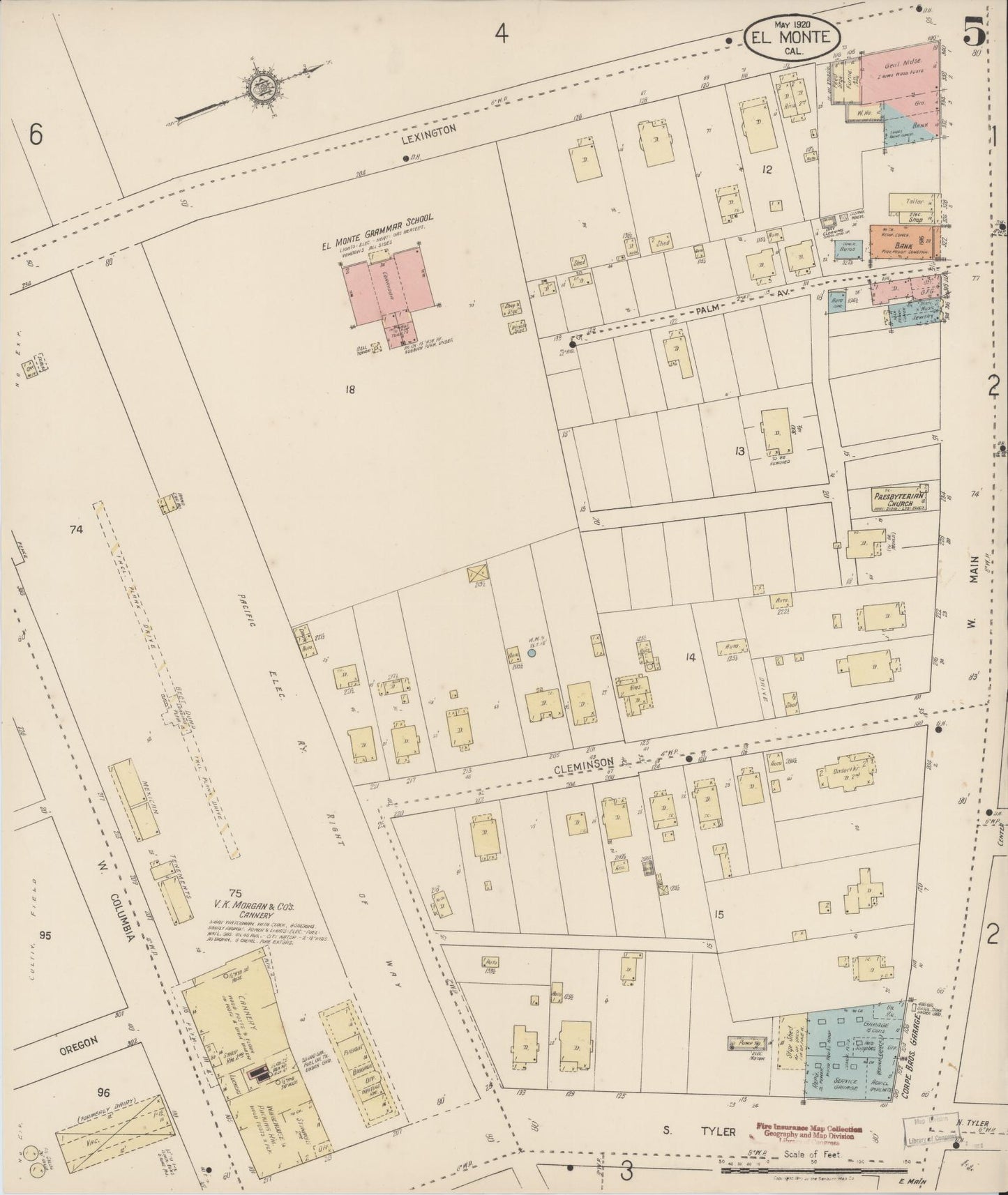 Sanborn Fire Insurance Map from El Monte, Los Angeles County, California (1920), Sheet #0005 - Complete Map Set gallery image, historic Sanborn map, vintage wall art, California California