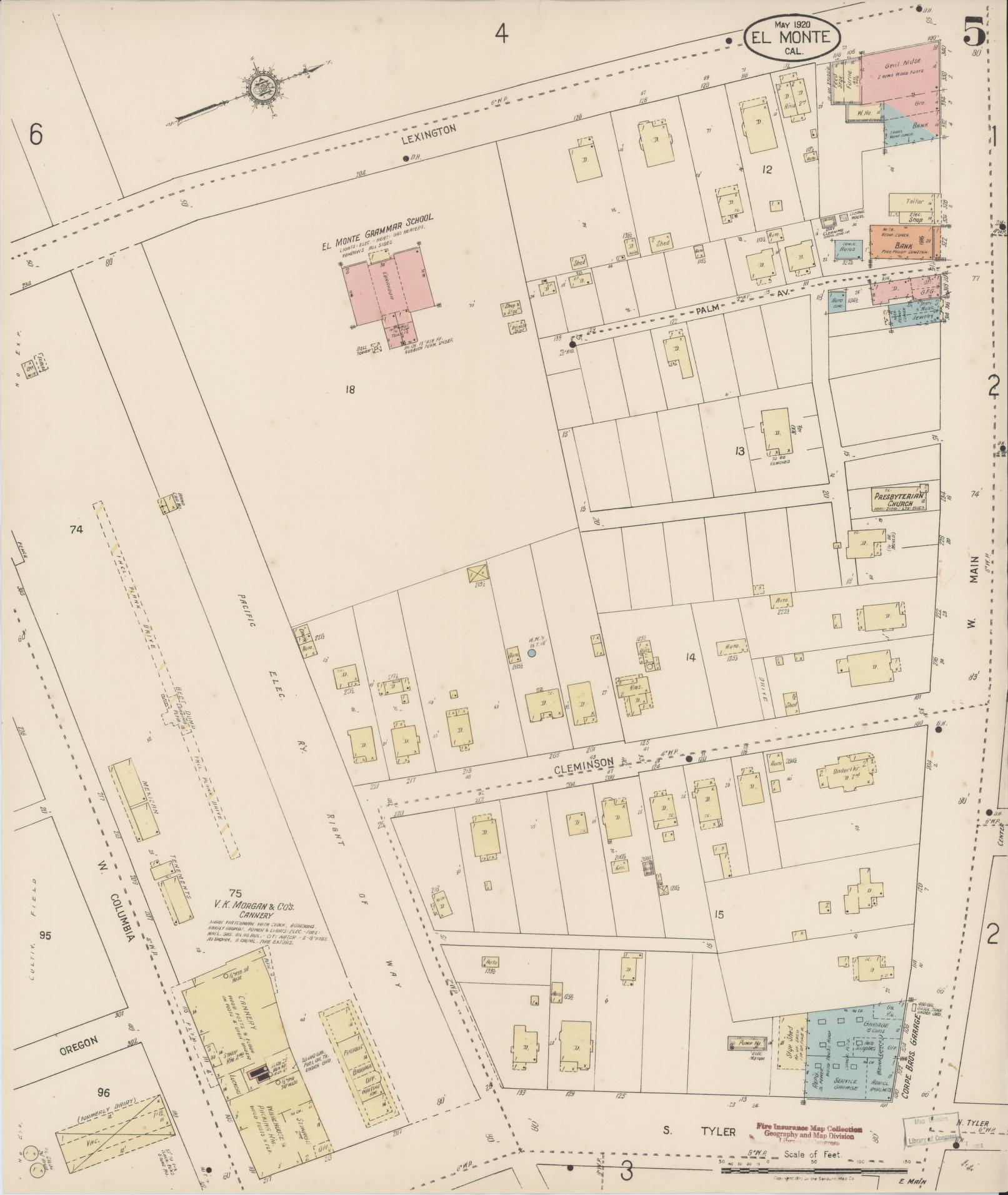 Sanborn Fire Insurance Map from El Monte, Los Angeles County, California (1920), Sheet #0005 - Complete Map Set gallery image, historic Sanborn map, vintage wall art, California California