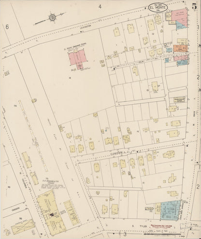 Sanborn Fire Insurance Map from El Monte, Los Angeles County, California (1920), Sheet #0005 - Complete Map Set gallery image, historic Sanborn map, vintage wall art, California California
