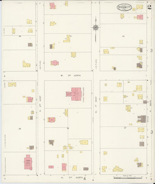 Sanborn Fire Insurance Map from Brigham City, Box Elder County, Utah (1917), Sheet #0002 - Historic Sanborn Fire Insurance Map Print, vintage old map wall art, antique decor, genealogy gift, Utah Utah map