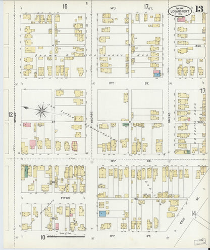 Sanborn Fire Insurance Map from Logansport, Cass County, Indiana (1906), Sheet #0013 - Complete Map Set gallery image, historic Sanborn map, vintage wall art, Indiana Indiana