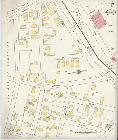 Sanborn Fire Insurance Map from Methuen, Essex County, Massachusetts (1919), Sheet #0017 - Historic Sanborn Fire Insurance Map Print, vintage old map wall art, antique decor, genealogy gift, Massachusetts Massachusetts map