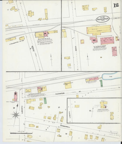 Sanborn Fire Insurance Map from Painesville, Lake County, Ohio (1904), Sheet #0012 - Historic Sanborn Fire Insurance Map Print, vintage old map wall art, antique decor, genealogy gift, Ohio Ohio map