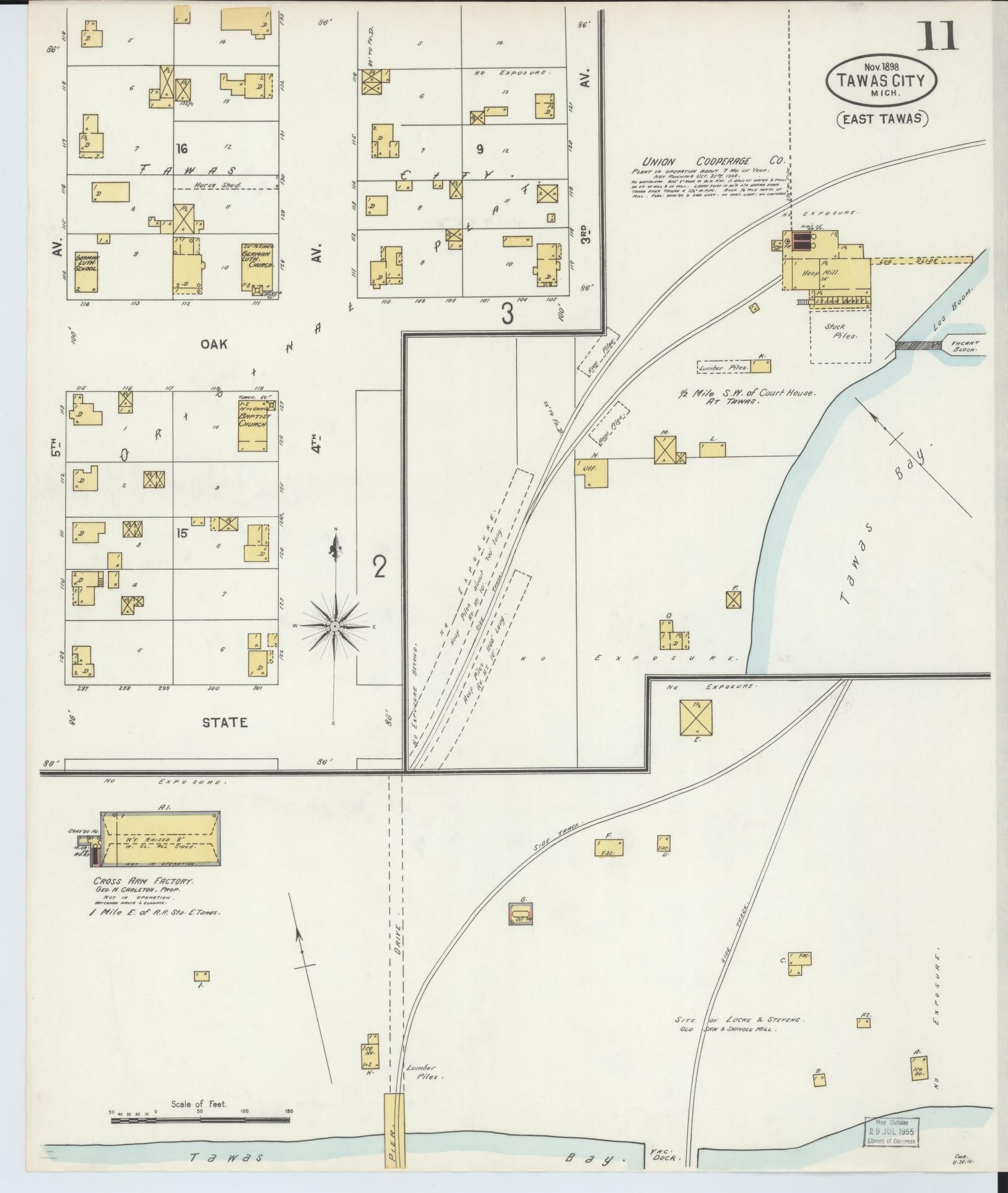 Sanborn Fire Insurance Map from East Tawas, Iosco County, Michigan (1898), Sheet #0011 - Complete Map Set gallery image, historic Sanborn map, vintage wall art, Michigan Michigan