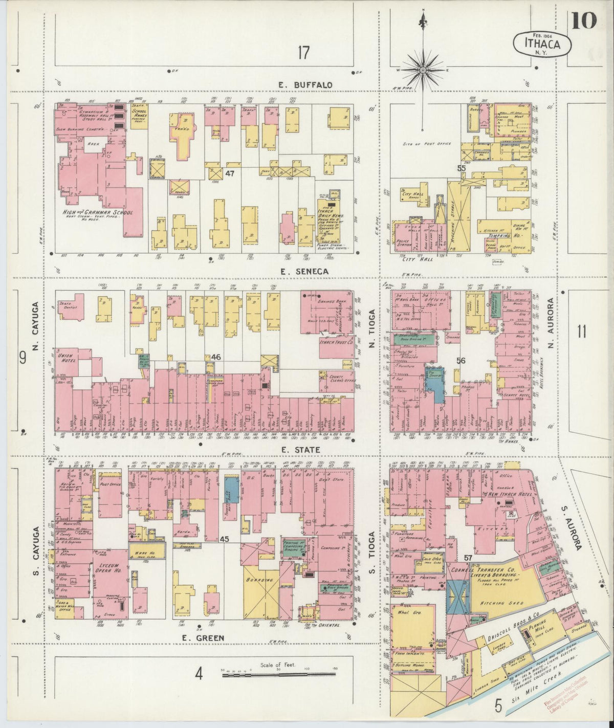 Sanborn Fire Insurance Map from Ithaca, Tompkins County, New York (1904), Sheet #0010 - Complete Map Set gallery image, historic Sanborn map, vintage wall art, New York New York