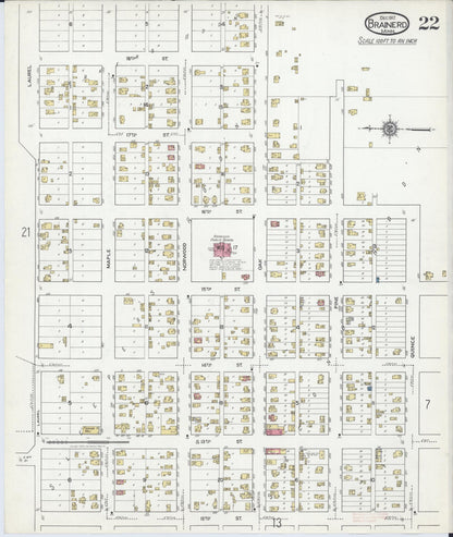 Sanborn Fire Insurance Map from Brainerd, Crow Wing County, Minnesota (1917), Sheet #0022 - Historic Sanborn Fire Insurance Map Print, vintage old map wall art, antique decor, genealogy gift, Minnesota Minnesota map