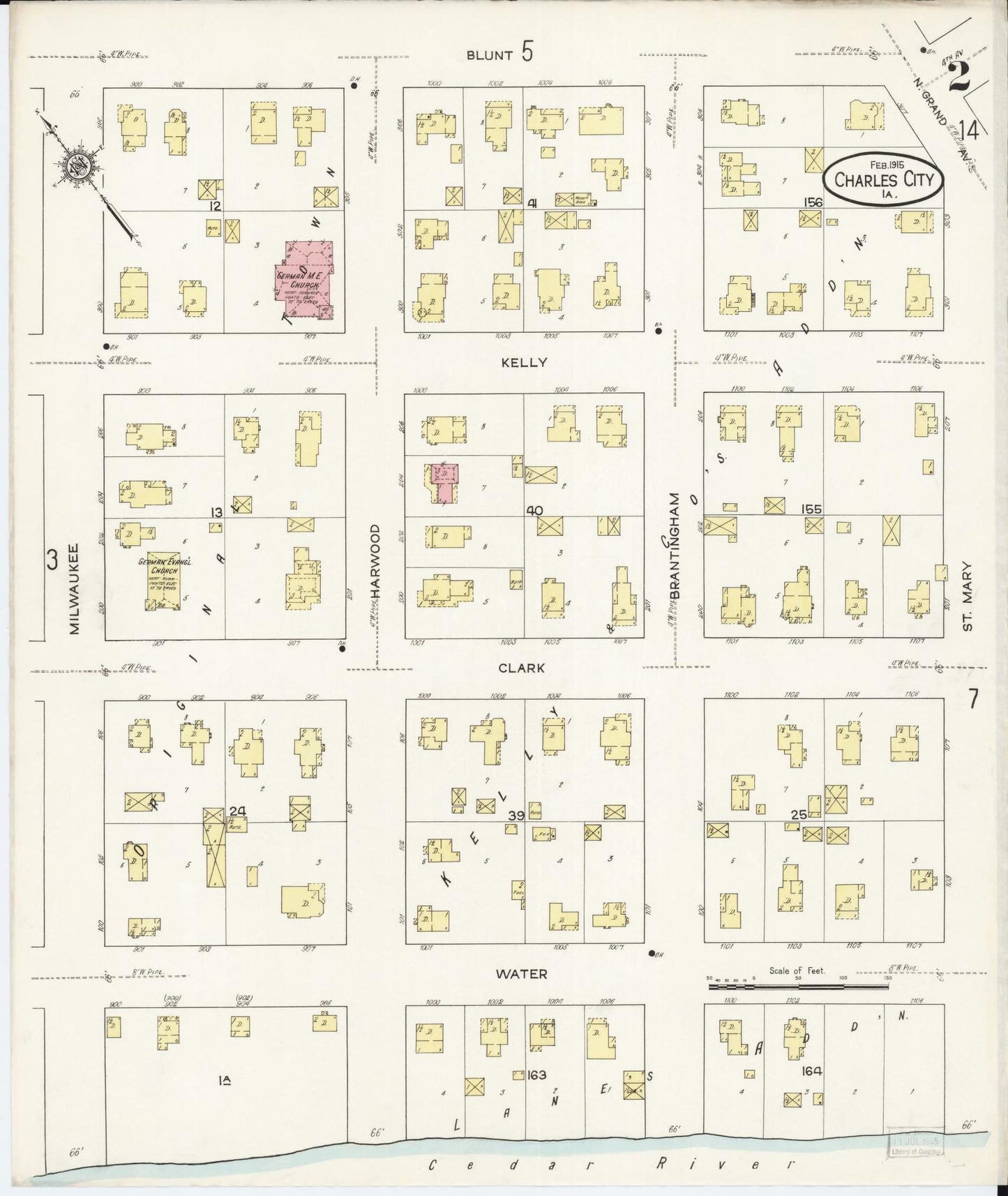 Sanborn Fire Insurance Map from Charles City, Floyd County, Iowa (1915), Sheet #0002 - Historic Sanborn Fire Insurance Map Print
