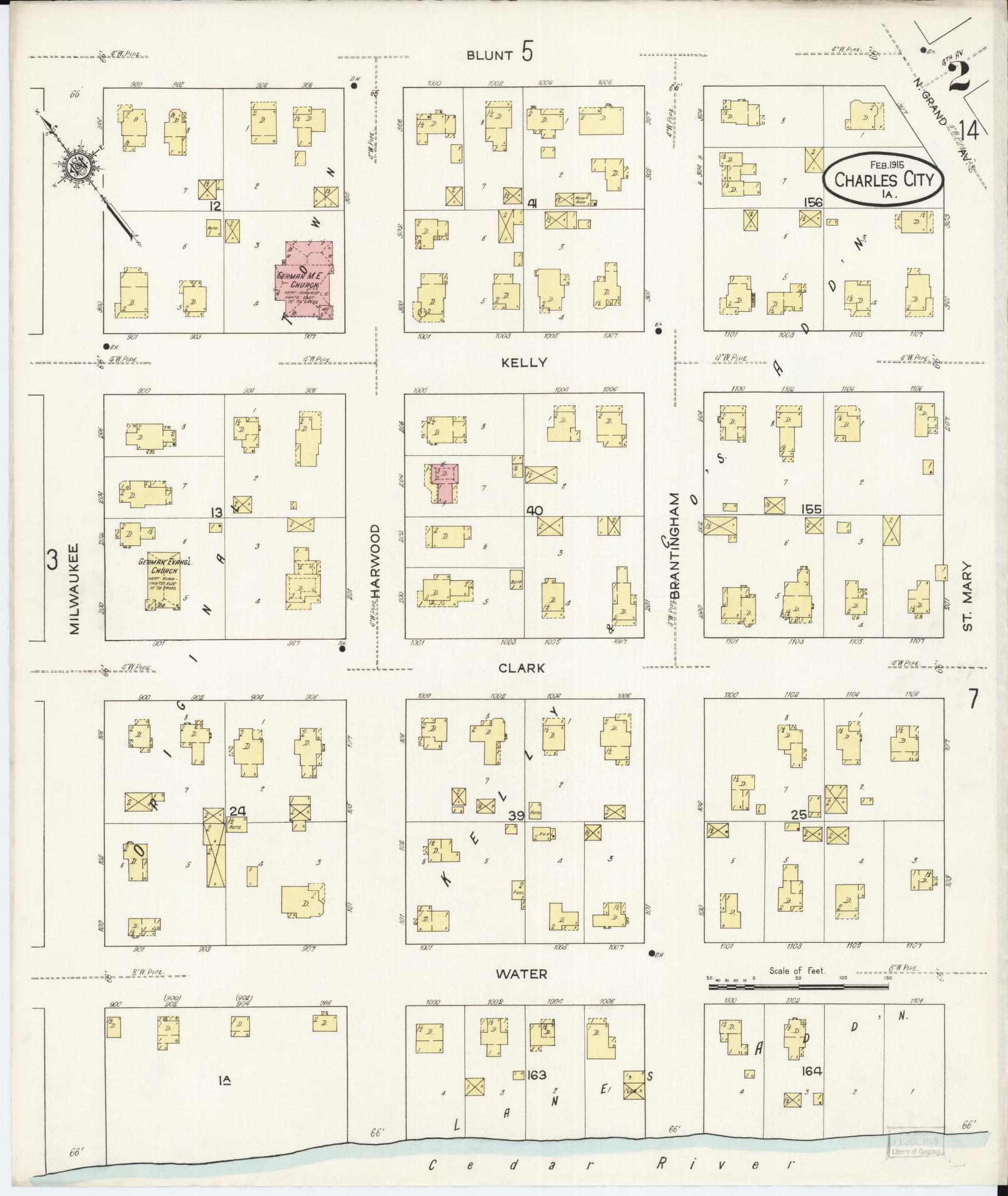Sanborn Fire Insurance Map from Charles City, Floyd County, Iowa (1915), Sheet #0002 - Historic Sanborn Fire Insurance Map Print