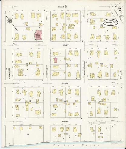 Sanborn Fire Insurance Map from Charles City, Floyd County, Iowa (1915), Sheet #0002 - Historic Sanborn Fire Insurance Map Print