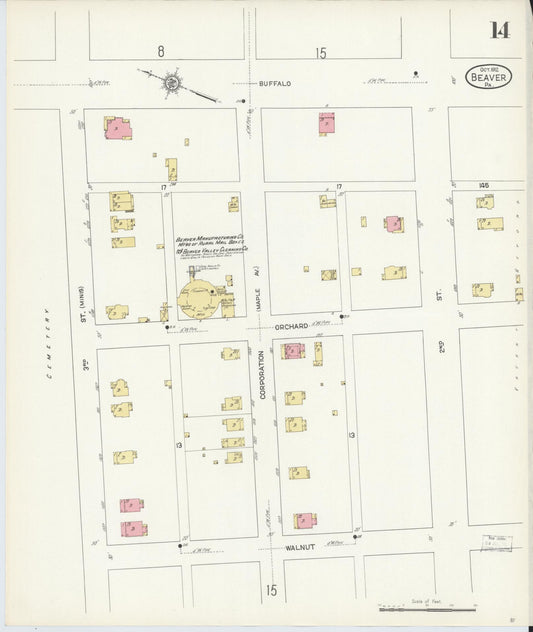 Sanborn Fire Insurance Map from Beaver, Beaver County, Pennsylvania (1912), Sheet #0014 - Historic Sanborn Fire Insurance Map Print, vintage old map wall art, antique decor, genealogy gift, Pennsylvania Pennsylvania map
