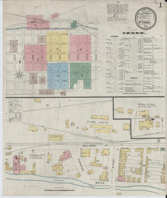 Sanborn Fire Insurance Map from Mount Carmel, Northumberland County, Pennsylvania (1896), Sheet #0001 - Historic Sanborn Fire Insurance Map Print, vintage old map wall art, antique decor, genealogy gift, Pennsylvania Pennsylvania map