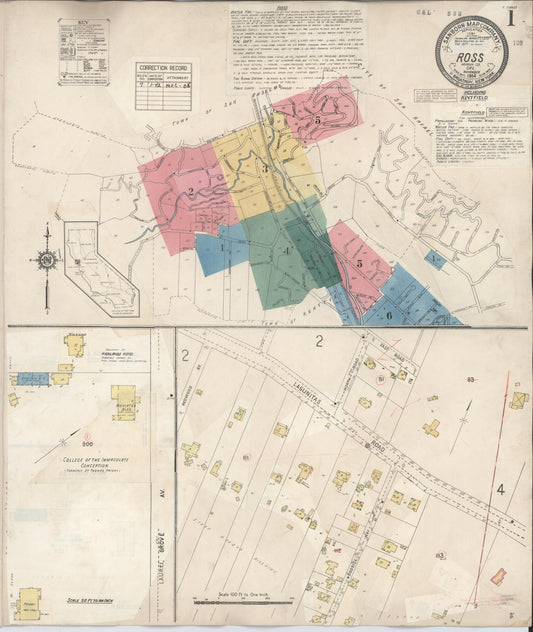 Sanborn Fire Insurance Map from Ross, Marin County, California (1942), Sheet #0001 - Complete Map Set gallery image, historic Sanborn map, vintage wall art, California California