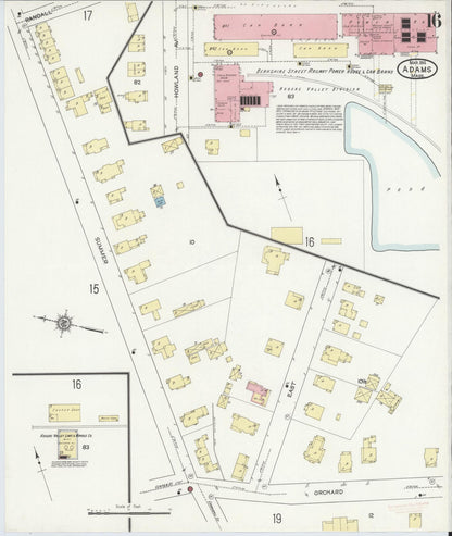 Sanborn Fire Insurance Map from Adams, Berkshire County, Massachusetts (1914), Sheet #0016 - Complete Map Set gallery image, historic Sanborn map, vintage wall art, Massachusetts Massachusetts