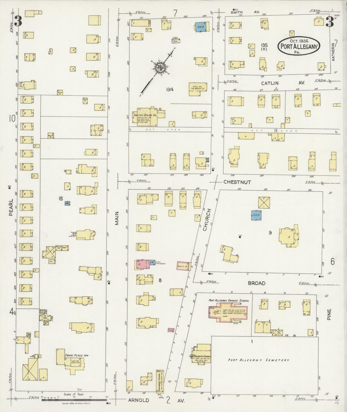 Sanborn Fire Insurance Map from Port Allegany, McKean County, Pennsylvania (1924), Sheet #0003 - Complete Map Set gallery image, historic Sanborn map, vintage wall art, Pennsylvania Pennsylvania