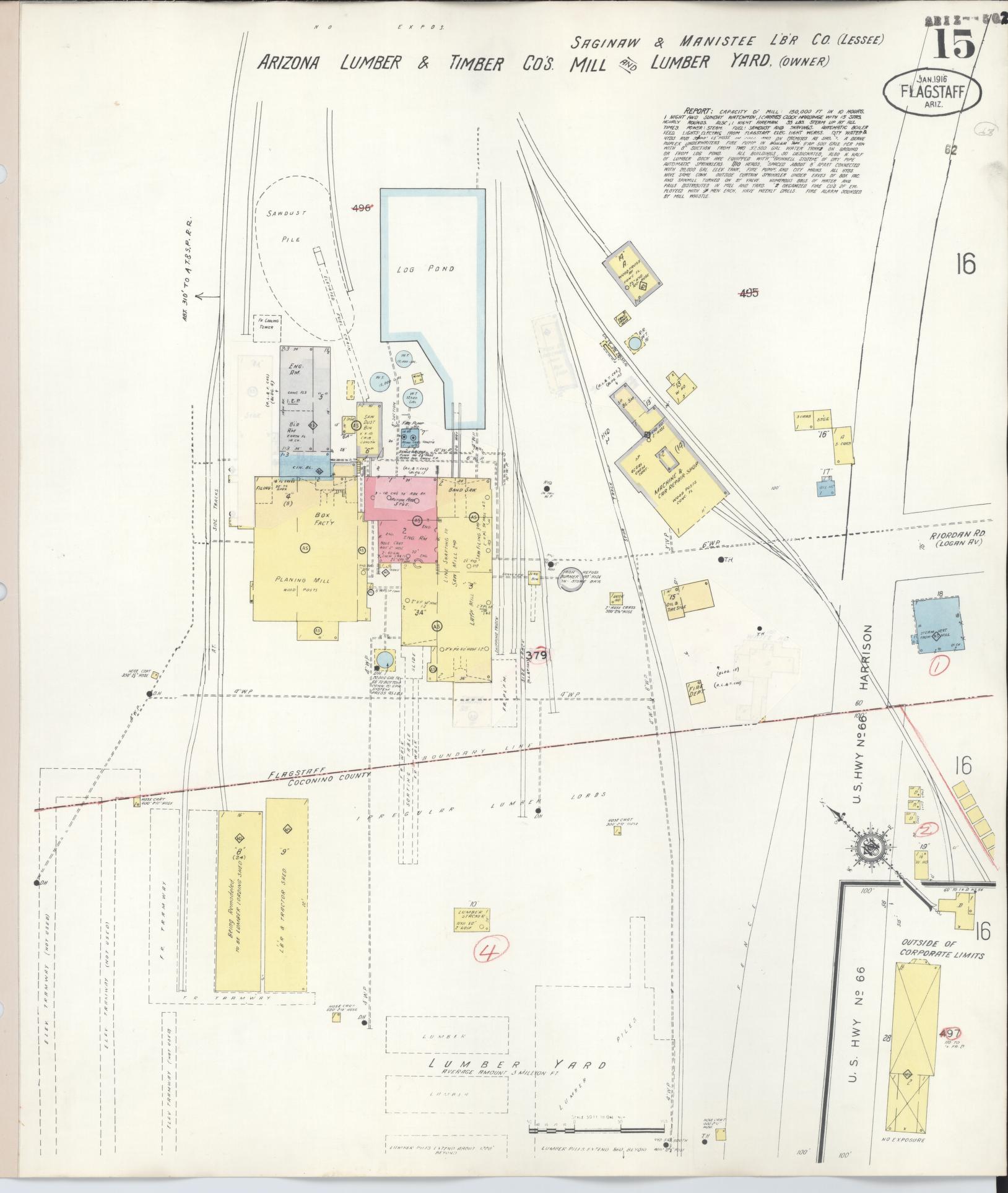 Sanborn Fire Insurance Map from Flagstaff, Coconino County, Arizona (1948), Sheet #0015 - Complete Map Set gallery image, historic Sanborn map, vintage wall art, Arizona Arizona