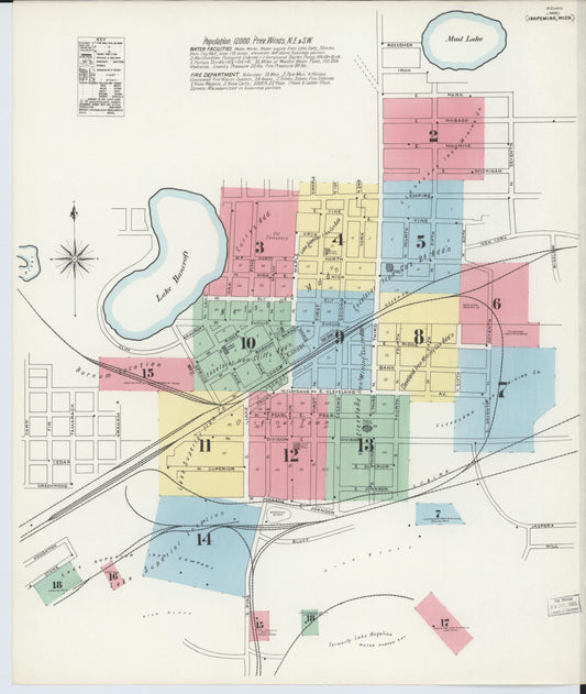 Sanborn Fire Insurance Map from Ishpeming, Marquette County, Michigan (1897), Sheet #0001 - Complete Map Set gallery image, historic Sanborn map, vintage wall art, Michigan Michigan