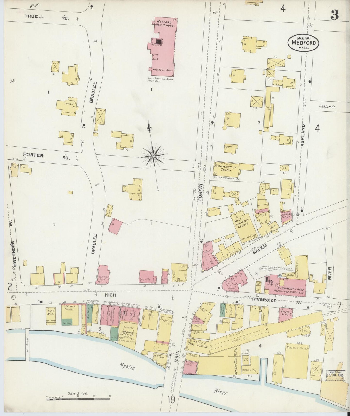 Sanborn Fire Insurance Map from Medford, Middlesex County, Massachusetts (1903), Sheet #0003 - Complete Map Set gallery image, historic Sanborn map, vintage wall art, Massachusetts Massachusetts