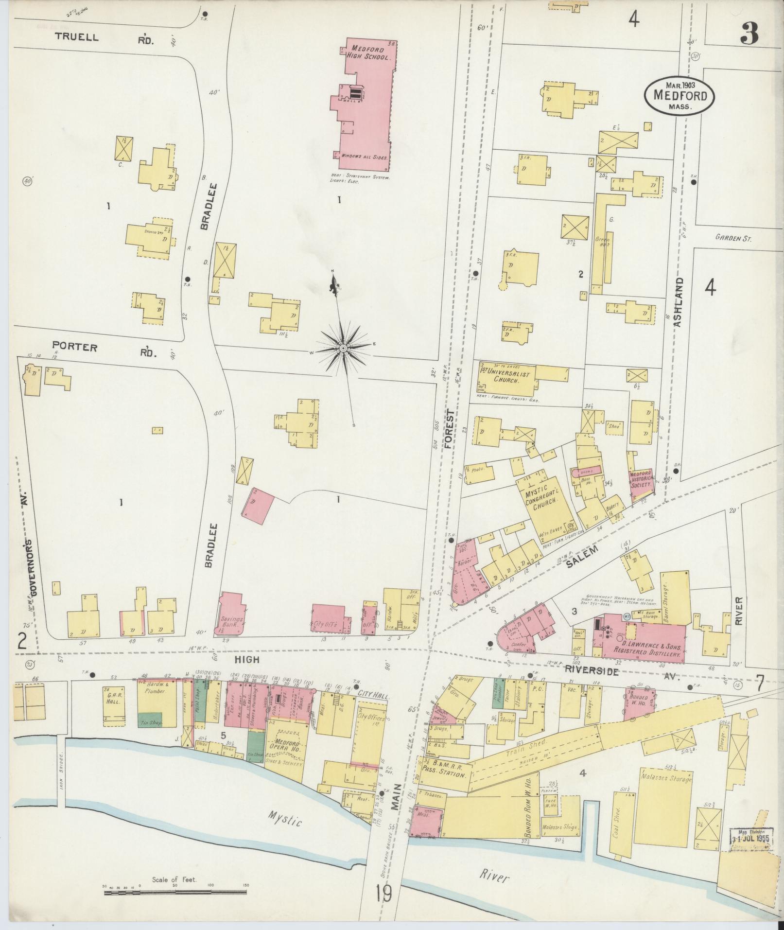 Sanborn Fire Insurance Map from Medford, Middlesex County, Massachusetts (1903), Sheet #0003 - Complete Map Set gallery image, historic Sanborn map, vintage wall art, Massachusetts Massachusetts