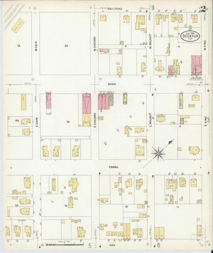 Sanborn Fire Insurance Map from Decatur, Morgan County, Alabama (1908), Sheet #0002 - Complete Map Set gallery image, historic Sanborn map, vintage wall art, Alabama Alabama