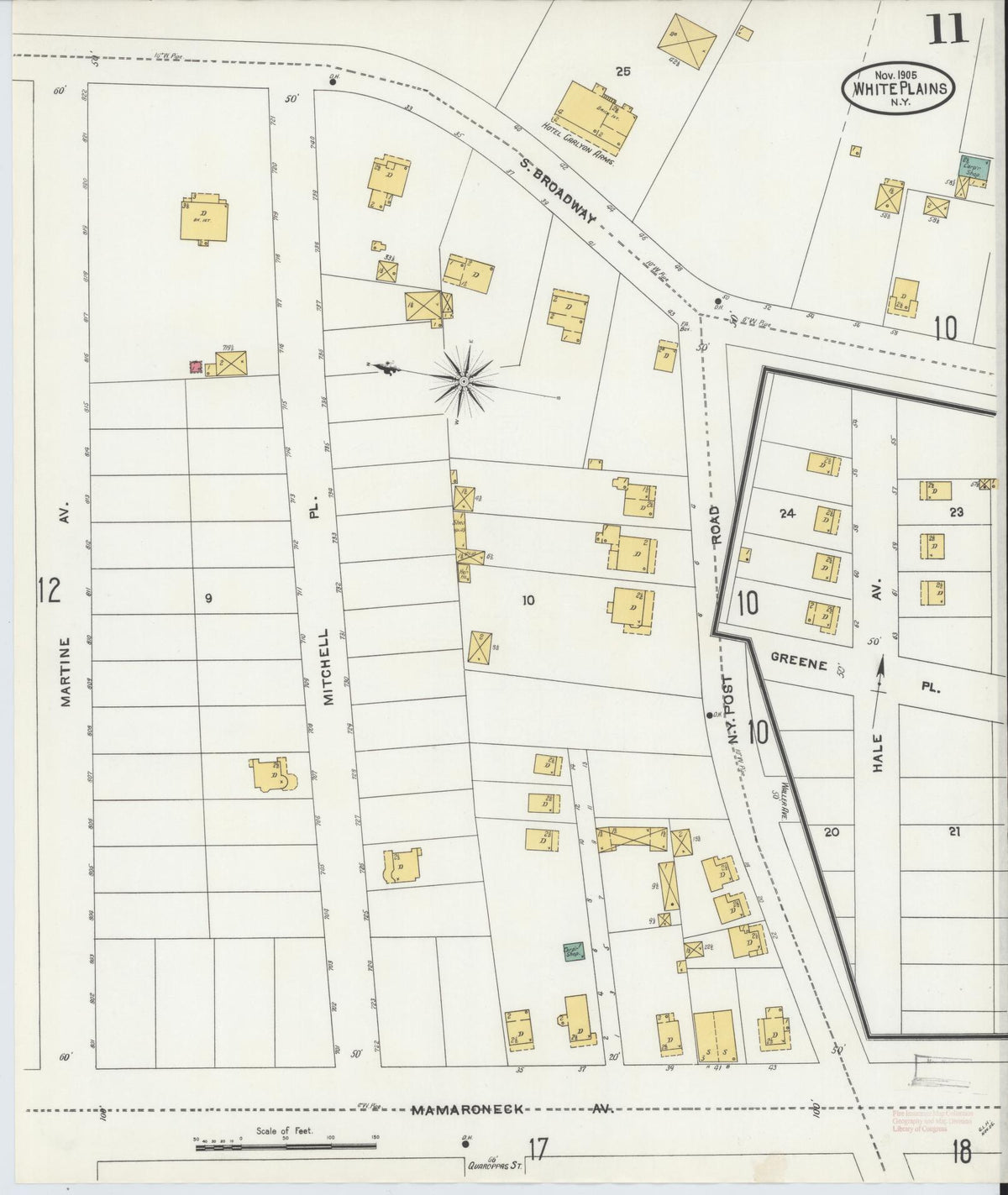 Sanborn Fire Insurance Map from White Plains, Westchester County, New York (1905), Sheet #0011 - Complete Map Set gallery image, historic Sanborn map, vintage wall art, New York New York