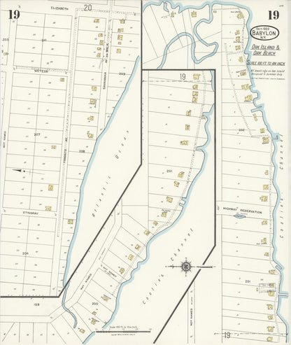 Sanborn Fire Insurance Map from Babylon, Suffolk County, New York (1923), Sheet #0019 - Historic Sanborn Fire Insurance Map Print, vintage old map wall art, antique decor, genealogy gift, New York New York map