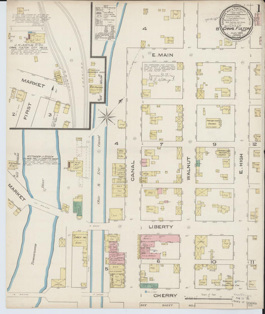 Sanborn Fire Insurance Map from Canal Fulton, Stark County, Ohio (1885), Sheet #0001 - Historic Sanborn Fire Insurance Map Print, vintage old map wall art, antique decor, genealogy gift, Ohio Ohio map
