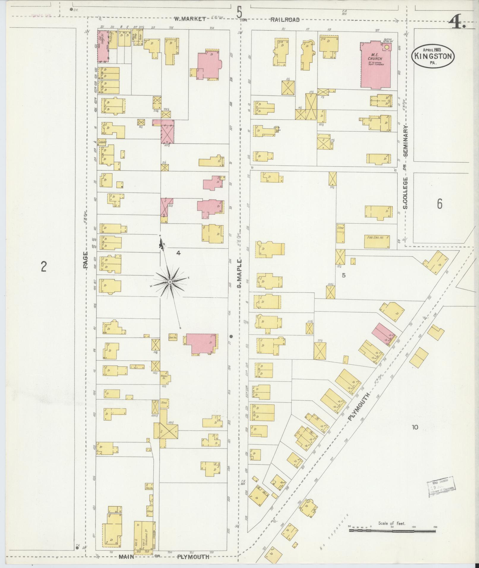 Sanborn Fire Insurance Map from Kingston, Luzerne County, Pennsylvania (1903), Sheet #0004 - Complete Map Set gallery image, historic Sanborn map, vintage wall art, Pennsylvania Pennsylvania